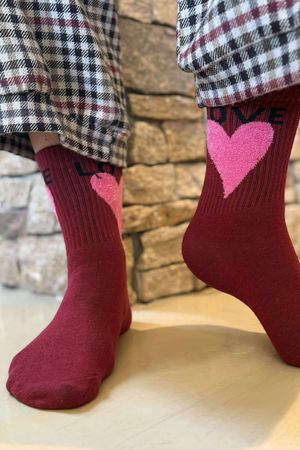 Sweet Heart Socks Burgundy